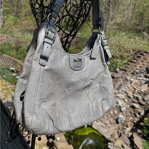 Coach Gray Leather Shoulder Bag